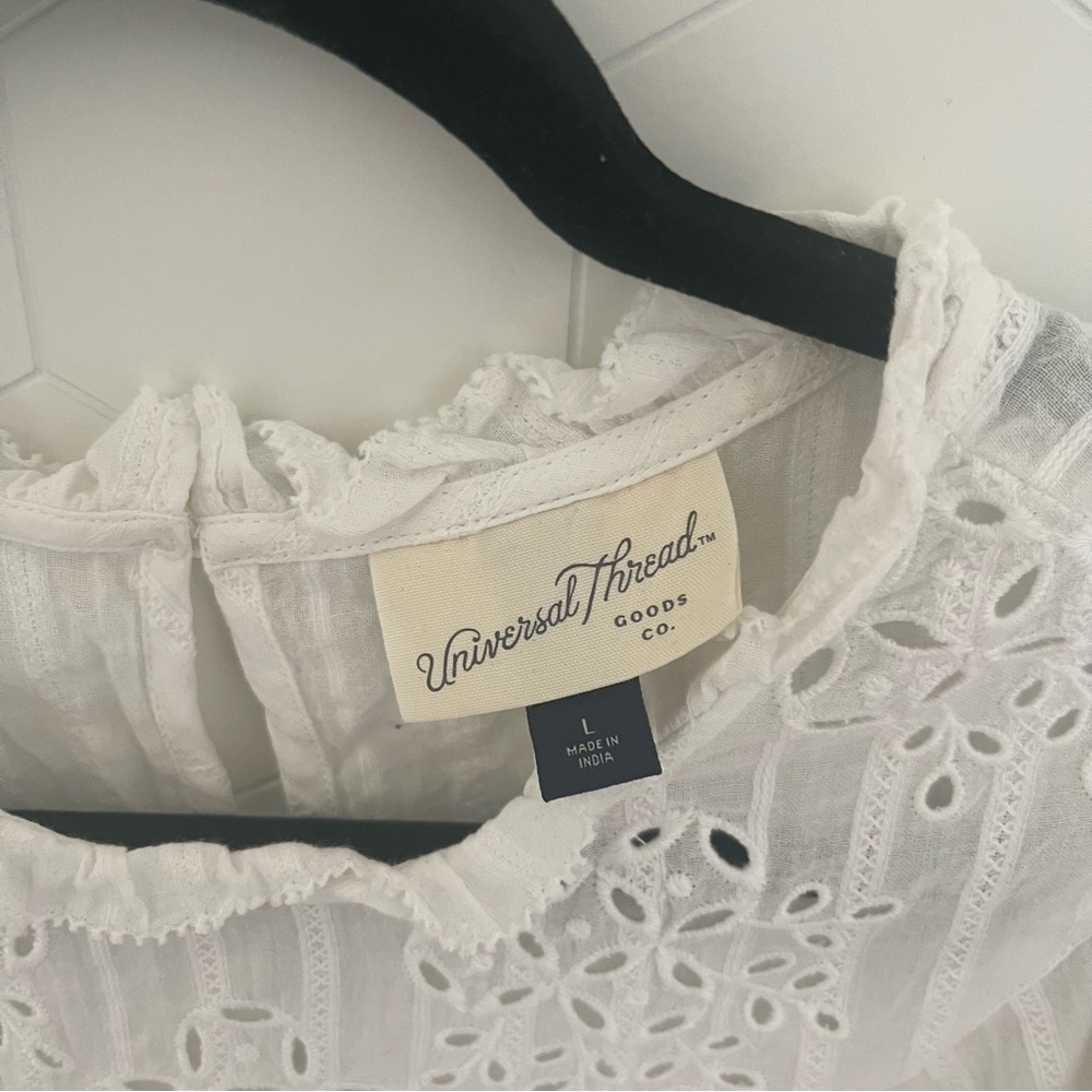 Universal Thread Ruffle Sleeve Eyelet Blouse - image 4